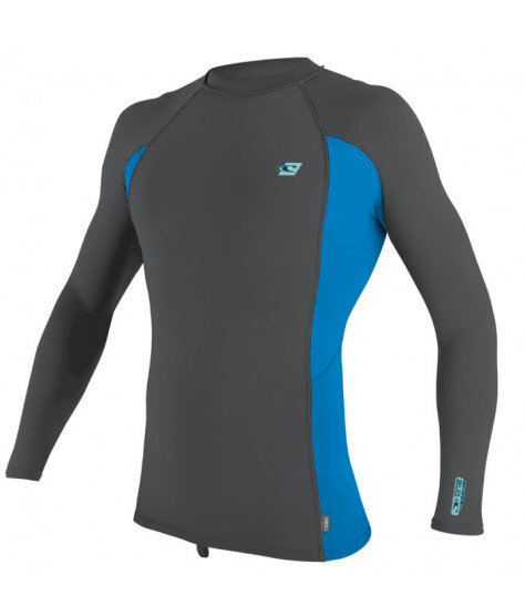 O'NEILL MENS PREMIUM SKINS L/S Rash Guard smoke/briteblue