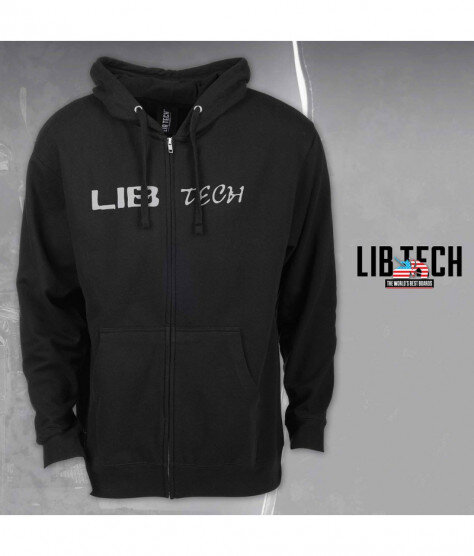 LIB LOGO HOODED ZIP BLACK