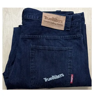 ТrueRiders панталони | широк кривак | dark denim