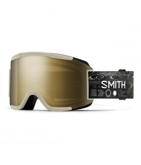 SMITH SQUAD Chalk Space Invader | S3 CHROMAPOP Sun Black Gold Mirror | ски & сноуборд маска