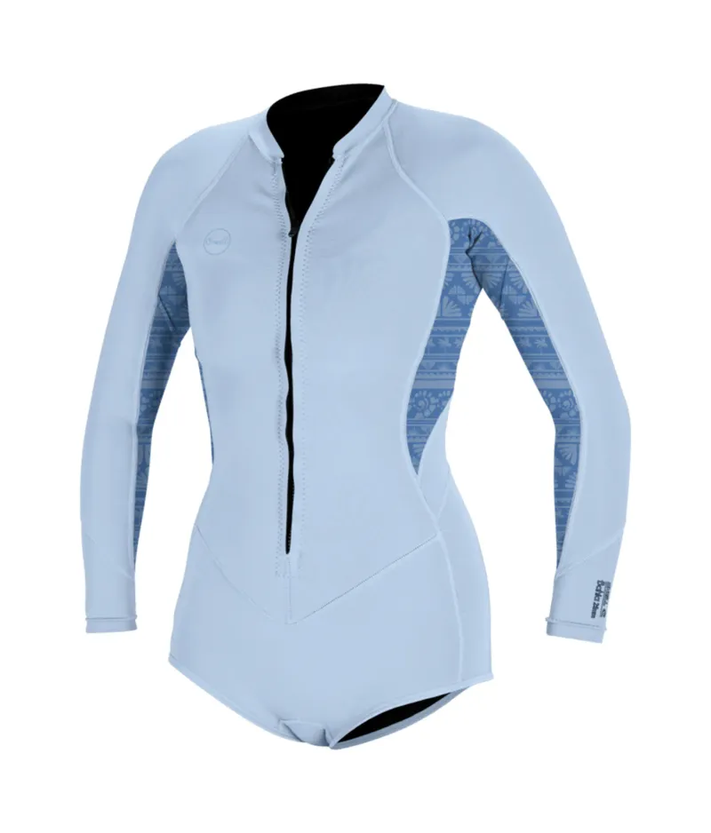 Дамски неопренов костюм с дълъг ръкав O'NEILL Wms Bahia 2/1 Front Zip L/S Short Spring, CHMBYBLU & SURFABSTRACT