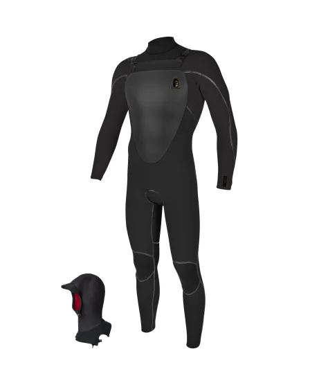 Мъжки неопренов костюм O'NEILL Mutant Legend 5/4 Chest Zip W/Hood Full, BLACK/TEMPEREDSTEEL