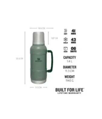 Stanley Artisan Thermal 1.4L 1.5QT Hammertone Green | Бутилки за вода
