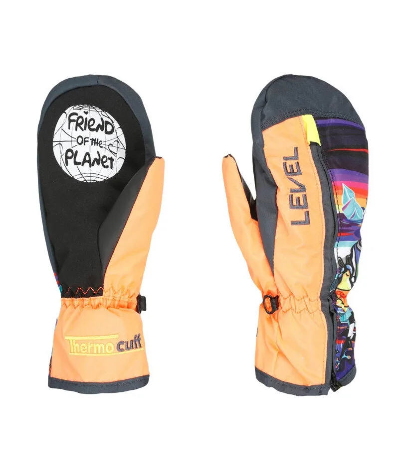 Level Dudy Mitt Orange - Kids' Ski Mittens