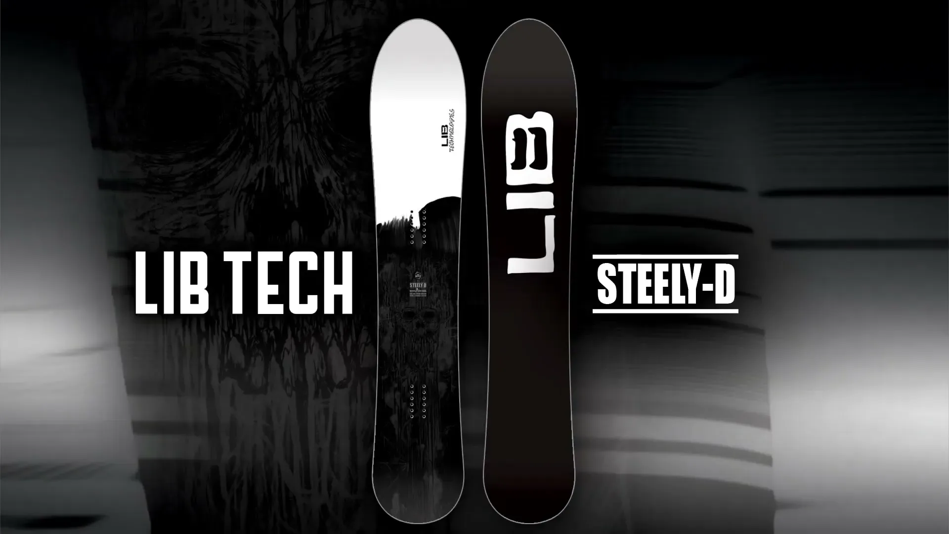 Lib Tech Steely-D 2023/24 - горно покритие и база една до друга, финалният кадър от видеото на Lib Tech