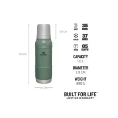 Stanley Artisan Thermal 1.0L 1.1 QT Hammertone Green | Бутилки за вода